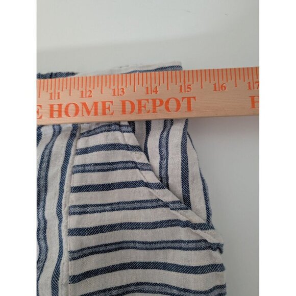 Tahari 100% Linen Stripe Maxi Skirt Womens Size Medium Blue Coastal Button Front - Picture 9 of 10